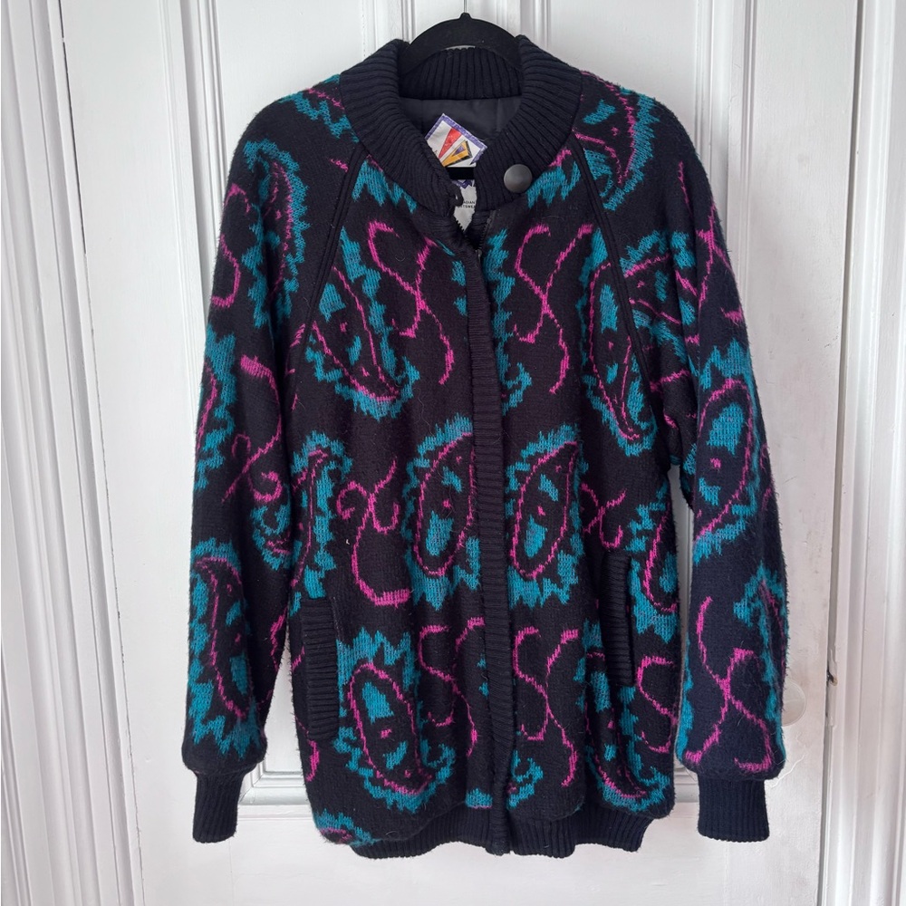 Women’s 80’s Vintage Karisma Canadian Sportswear Paisley Button Front Cardigan